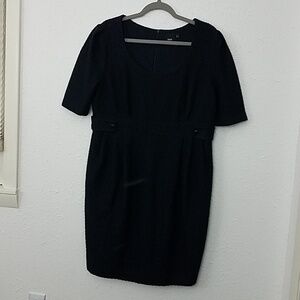 𝅺asos maternity dress US 12 navy pleated modest midi